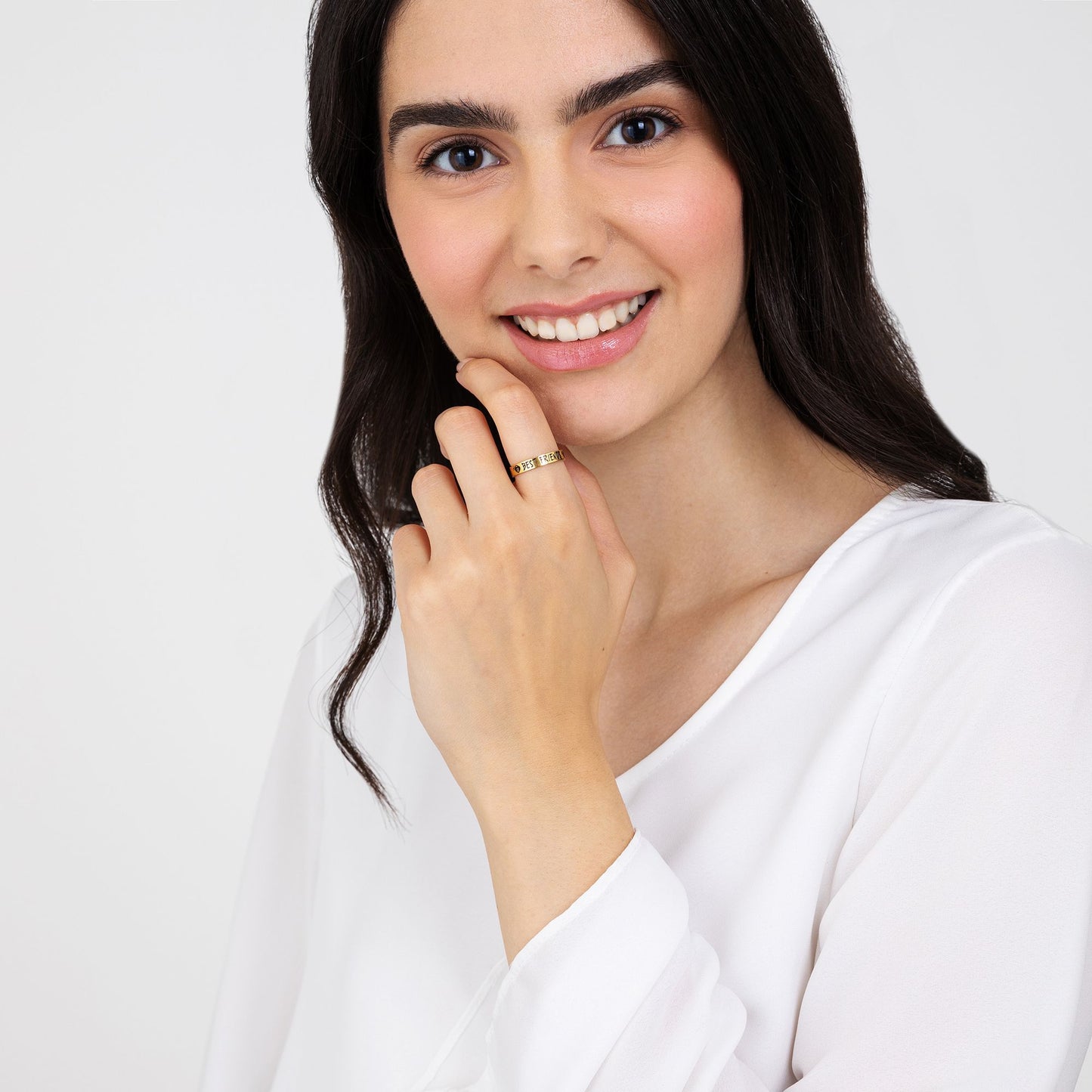 BESTE FREUNDE VERGOLDETER STAHLRING