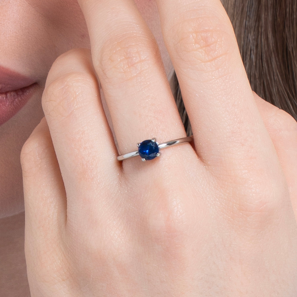 ANELLO DONNA IN ACCIAIO  ZIRCONE BLU