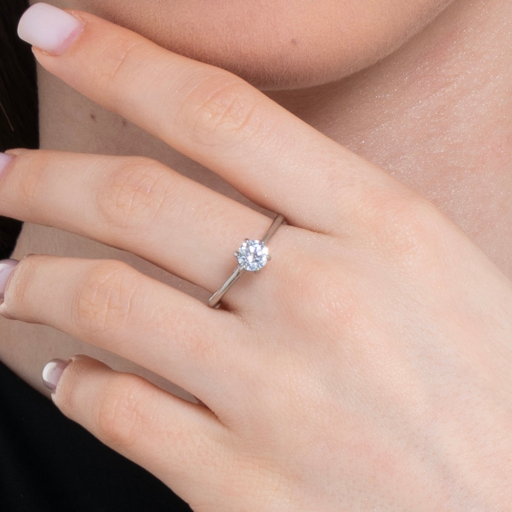 ANELLO DONNA IN ACCIAIO CON CRISTALLO BIANCO - TAGLIA 14