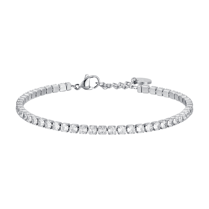 HERREN-TENNISARMBAND AUS STAHL MIT WEISSEN KRISTALLEN