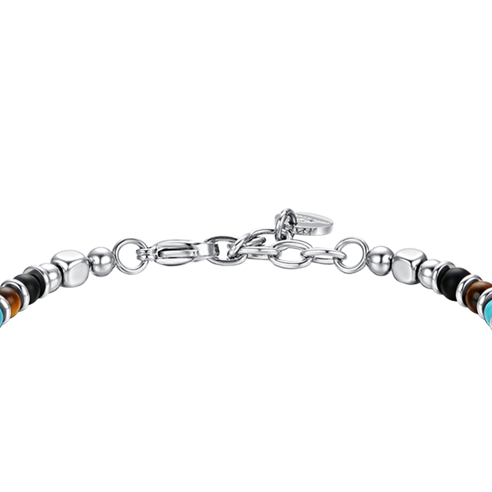 BRACCIALE UOMO IN ACCIAIO E PIETRE MULTICOLOR GLI AMICI SONO I FRATELLI CHE TI