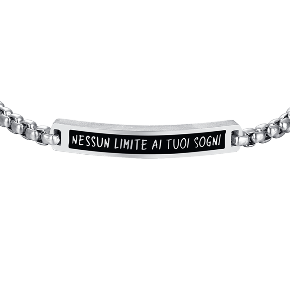 BRACCIALE UOMO IN ACCIAIO PIASTRA IP NERO NESSUN LIMITE AI TUOI SOGNI