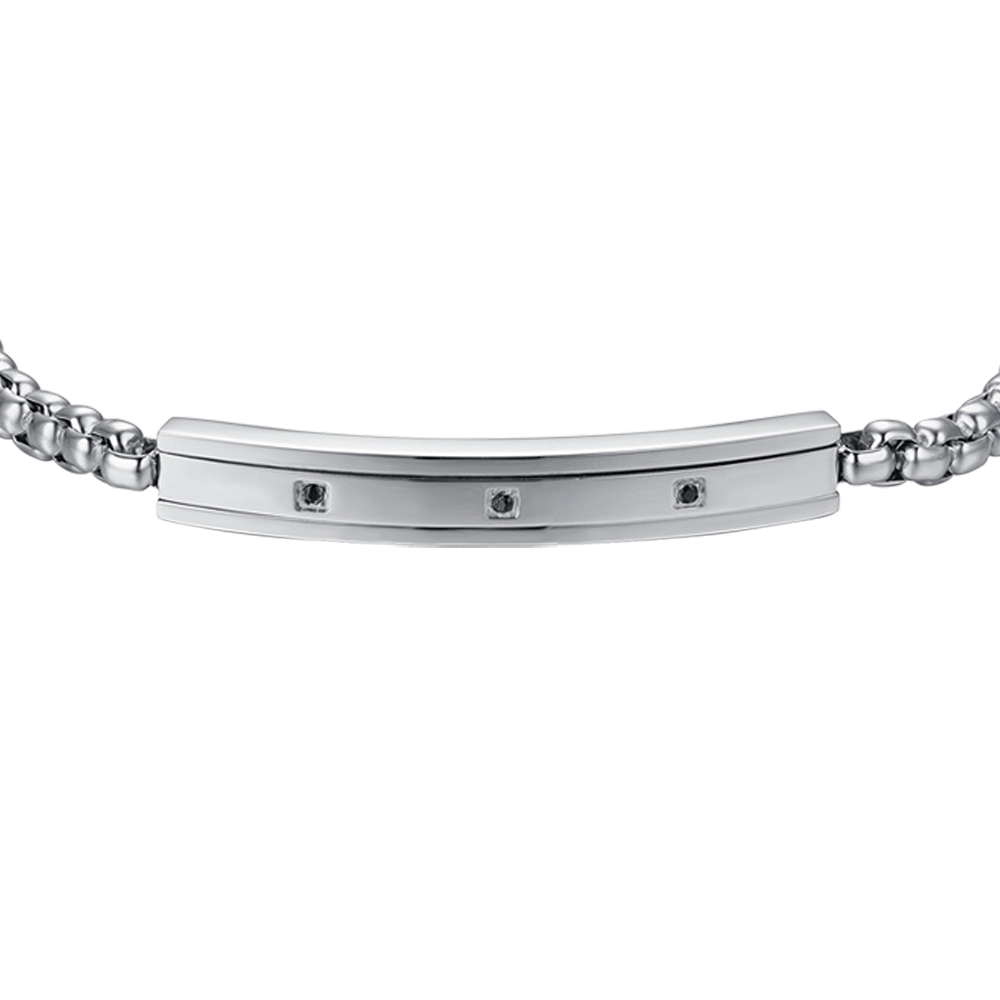 HERREN-ELEMENTARMBAND AUS STAHL MIT SCHWARZEN KRISTALLEN