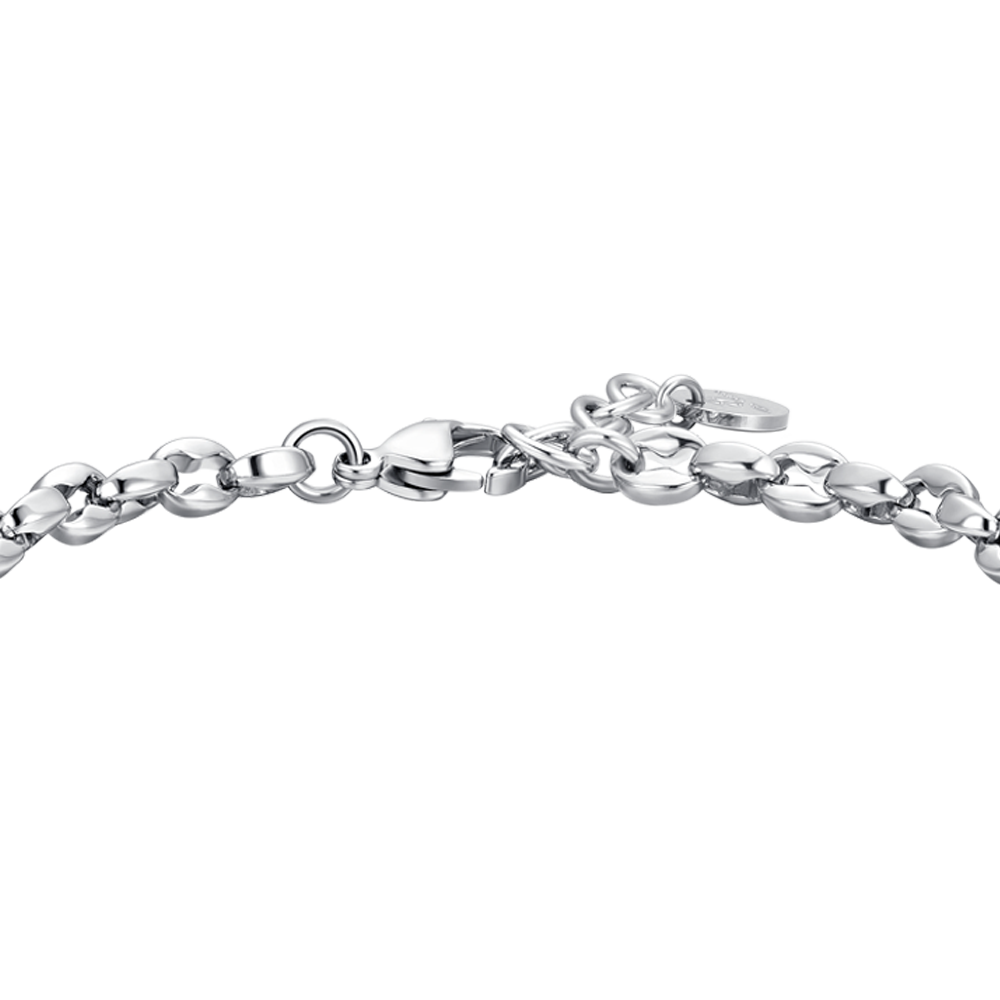 HERRENARMBAND AUS STAHL MIT KREUZ UND SCHWARZEM ZIRKONIUMDIOXID