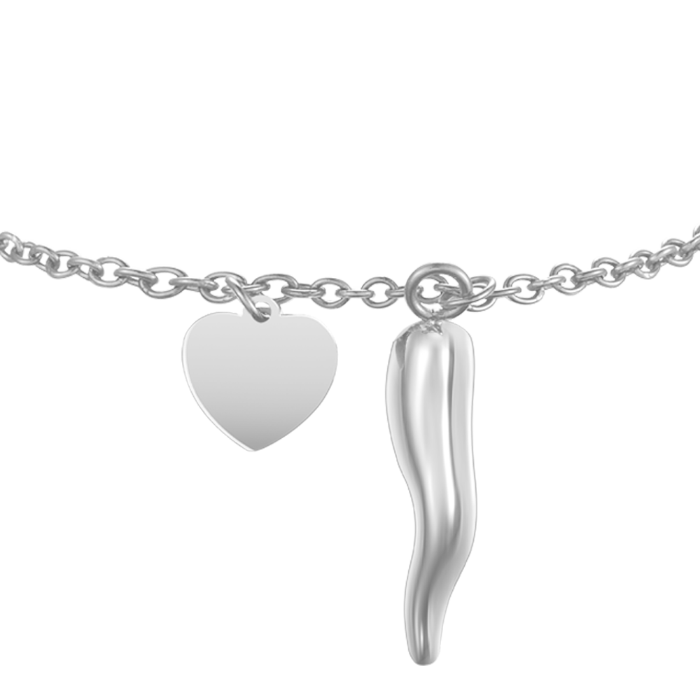 DAMENARMBAND AUS STAHL MIT HERZ UND HORN