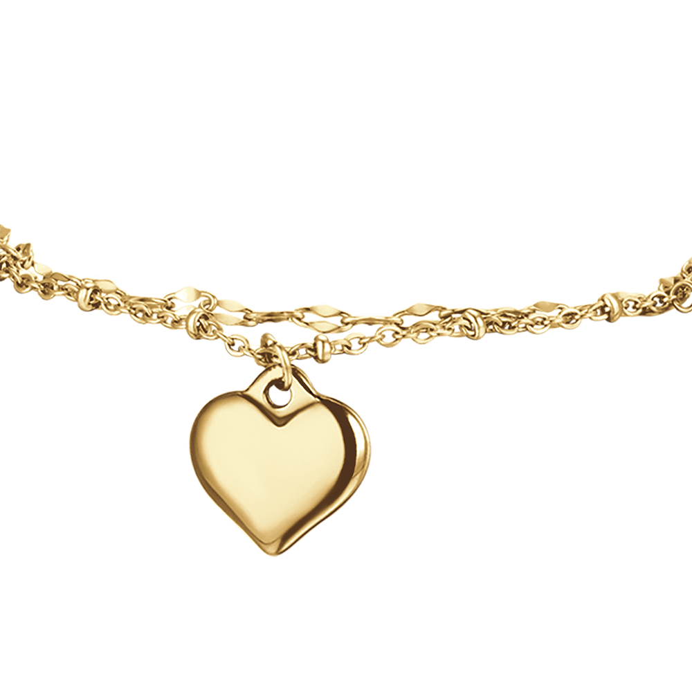 IP GOLD STAHL DAMENARMBAND MIT HERZ UND WEISSEN KRISTALLEN