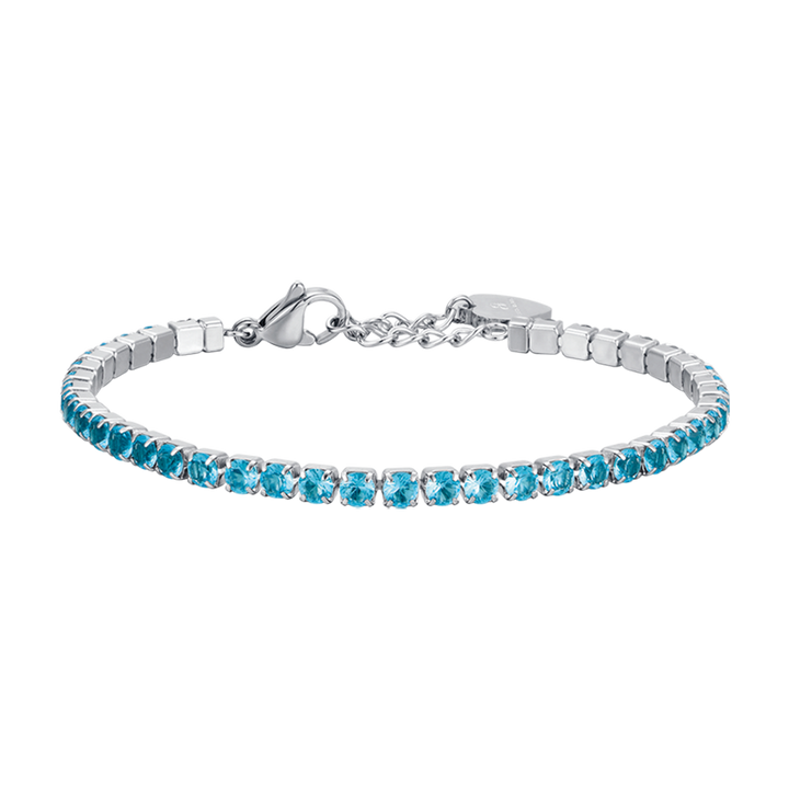 DAMEN-TENNISARMBAND AUS STAHL MIT BLAUEN KRISTALLEN