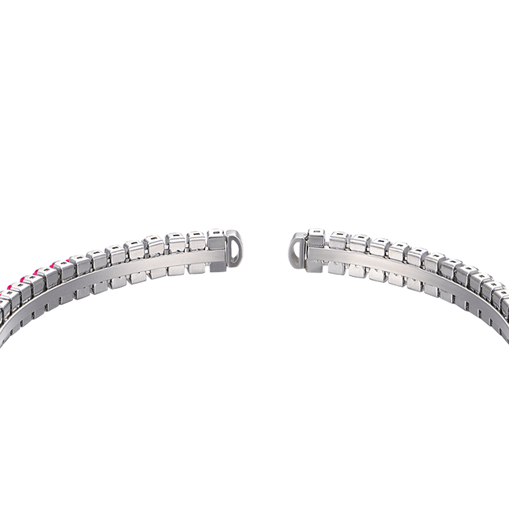 DAMENARMBAND AUS STAHL MIT FUCHSIAFARBENEN KRISTALLEN