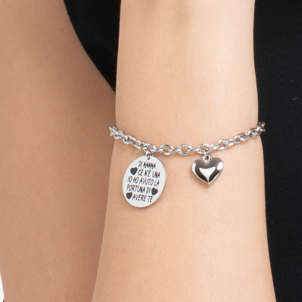BRACCIALE DONNA IN ACCIAIO DI MAMMA CE N'È UNA IO HO AVUTO LA FORTUNA DI AVERE