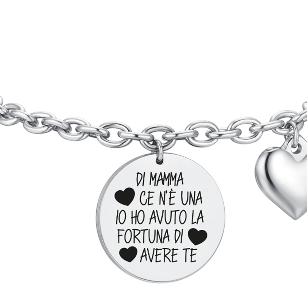 BRACCIALE DONNA IN ACCIAIO DI MAMMA CE N'È UNA IO HO AVUTO LA FORTUNA DI AVERE