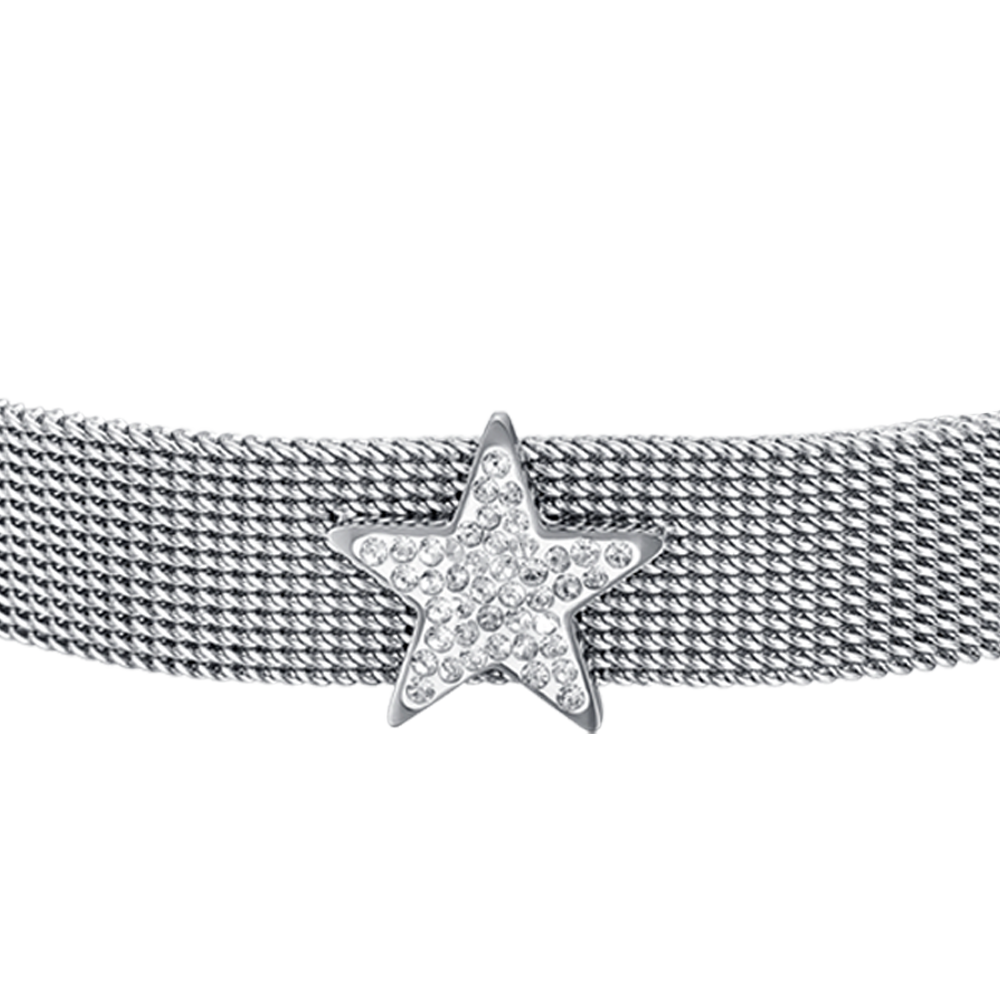 MILANO STEEL MESH DAMENARMBAND MIT STERN MIT WEISSEN KRISTALLEN