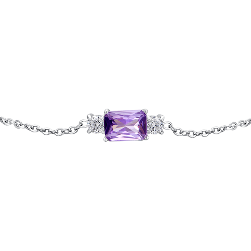 BRACCIALE DONNA IN ACCIAIO CON ZIRCONI VIOLA E BIANCHI