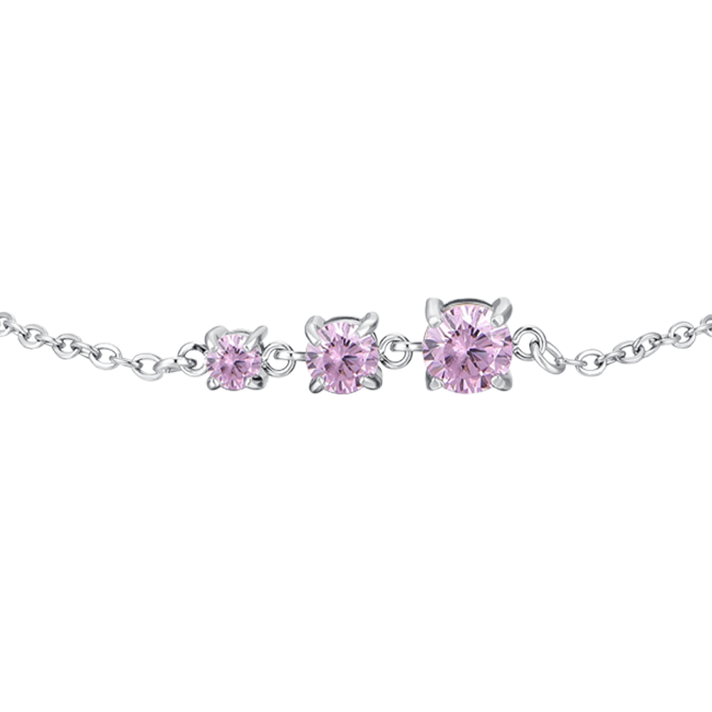 BRACCIALE DONNA IN ACCIAIO CON ZIRCONI ROSA