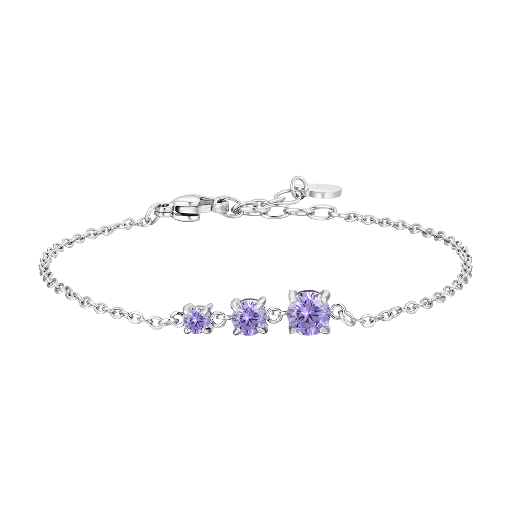 BRACCIALE DONNA IN ACCIAIO CON ZIRCONI VIOLA