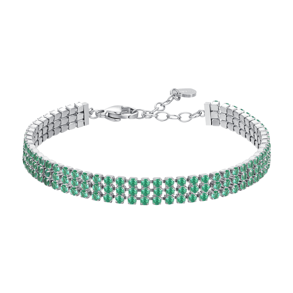 BRACCIALE TENNIS DONNA IN ACCIAIO CON ZIRCONI VERDI