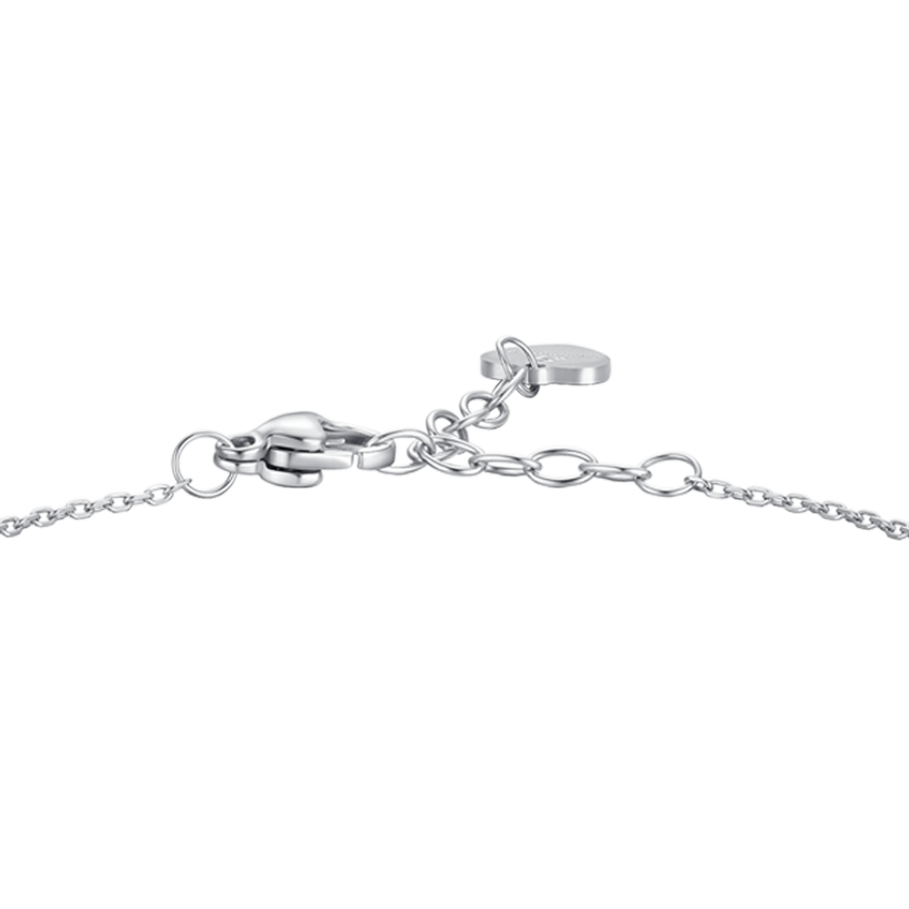 BRACCIALE DONNA IN ACCIAIO CON PENDENTE FIORE E PETALI ZIRCONE BIANCO