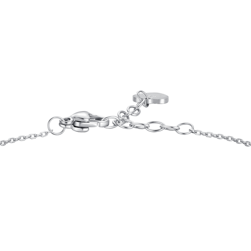 BRACCIALE DONNA IN ACCIAIO CON PENDENTE FIORE E PETALI ZIRCONE BLU