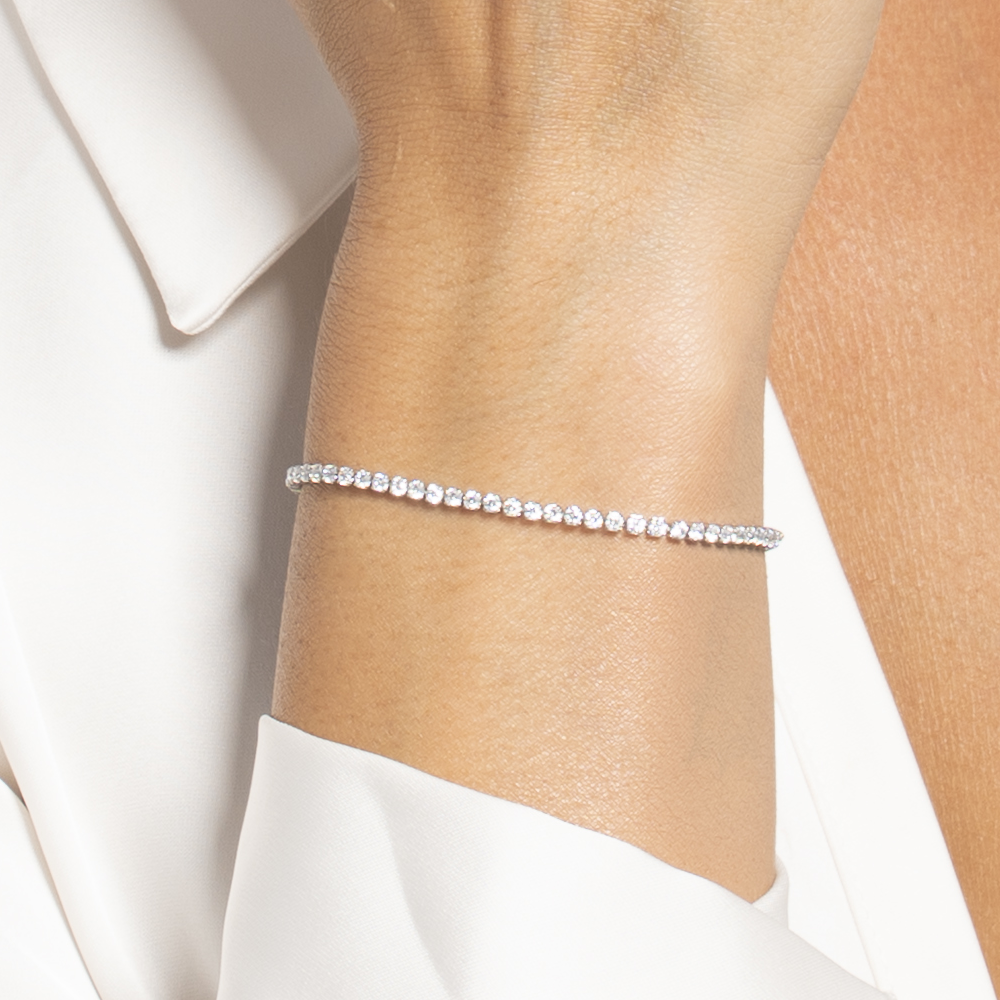 BRACCIALE TENNIS DONNA IN ACCIAIO CON ZIRCONI BIANCHI