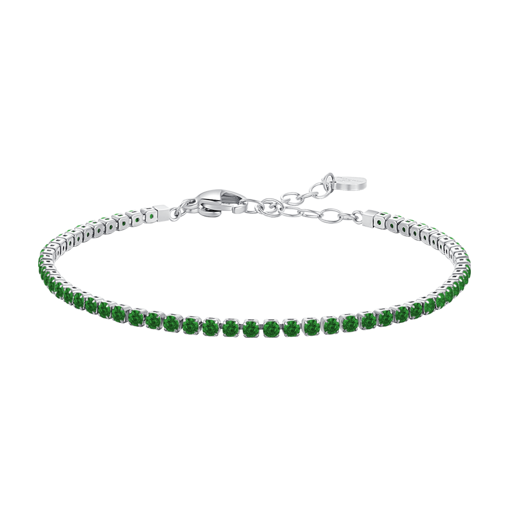 BRACCIALE TENNIS DONNA IN ACCIAIO CON ZIRCONI VERDI