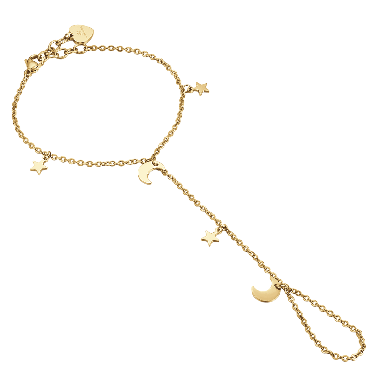 IP GOLD STAHL DAMEN KUSS ARMBAND MIT STERNEN UND MOND