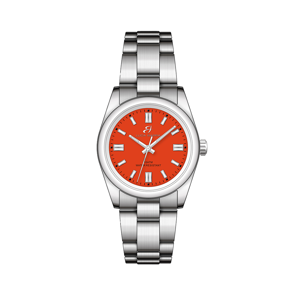 DAMENUHR AUS STAHL MIT VERGOLDETEM STAHLGEHÄUSE