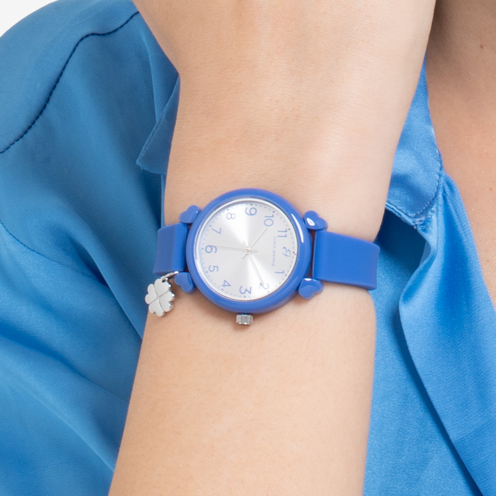 OROLOGIO DONNA BLU CON CHARM QUADRIFOGLIO