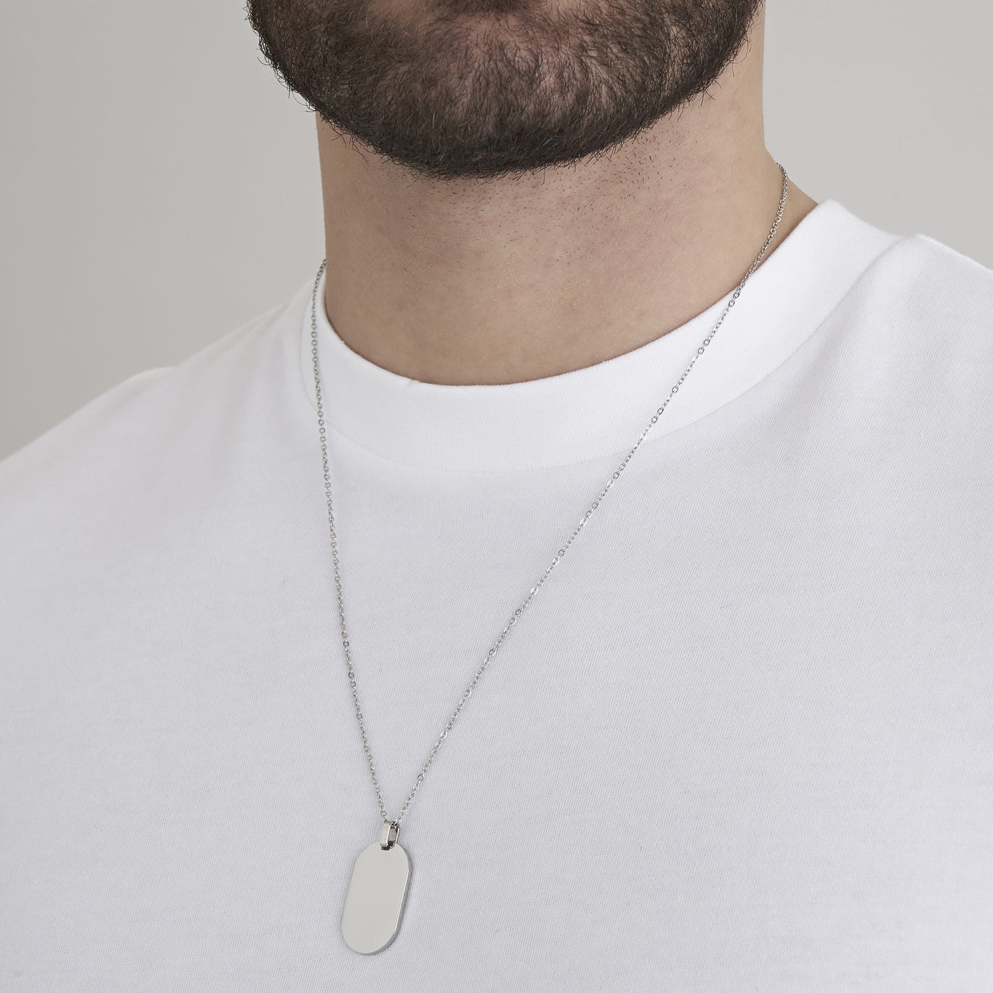 HERREN-STAHLHALSBAND MIT PERSONALISIERBAREM SCHILD