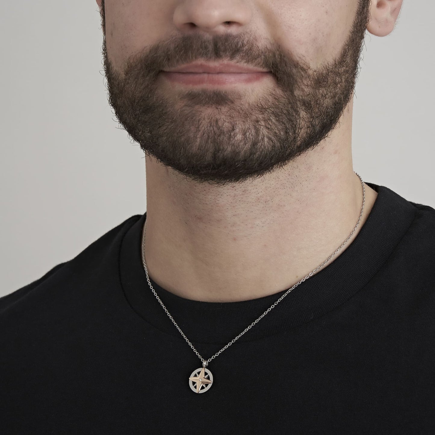 STAHL HERRENHALSKETTE MIT IP ROSE WINDROSE