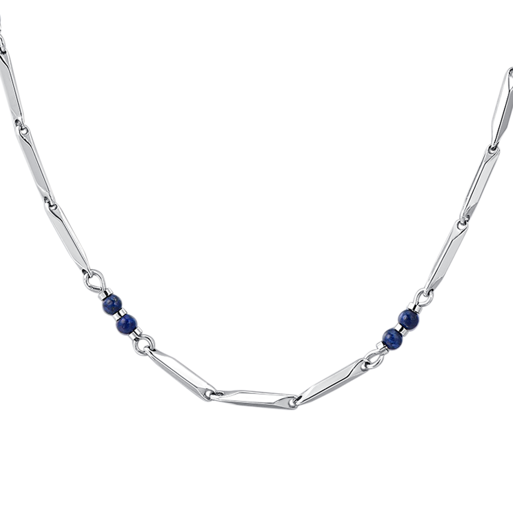 COLLANA UOMO IN ACCIAIO CON PIETRE LAPIS