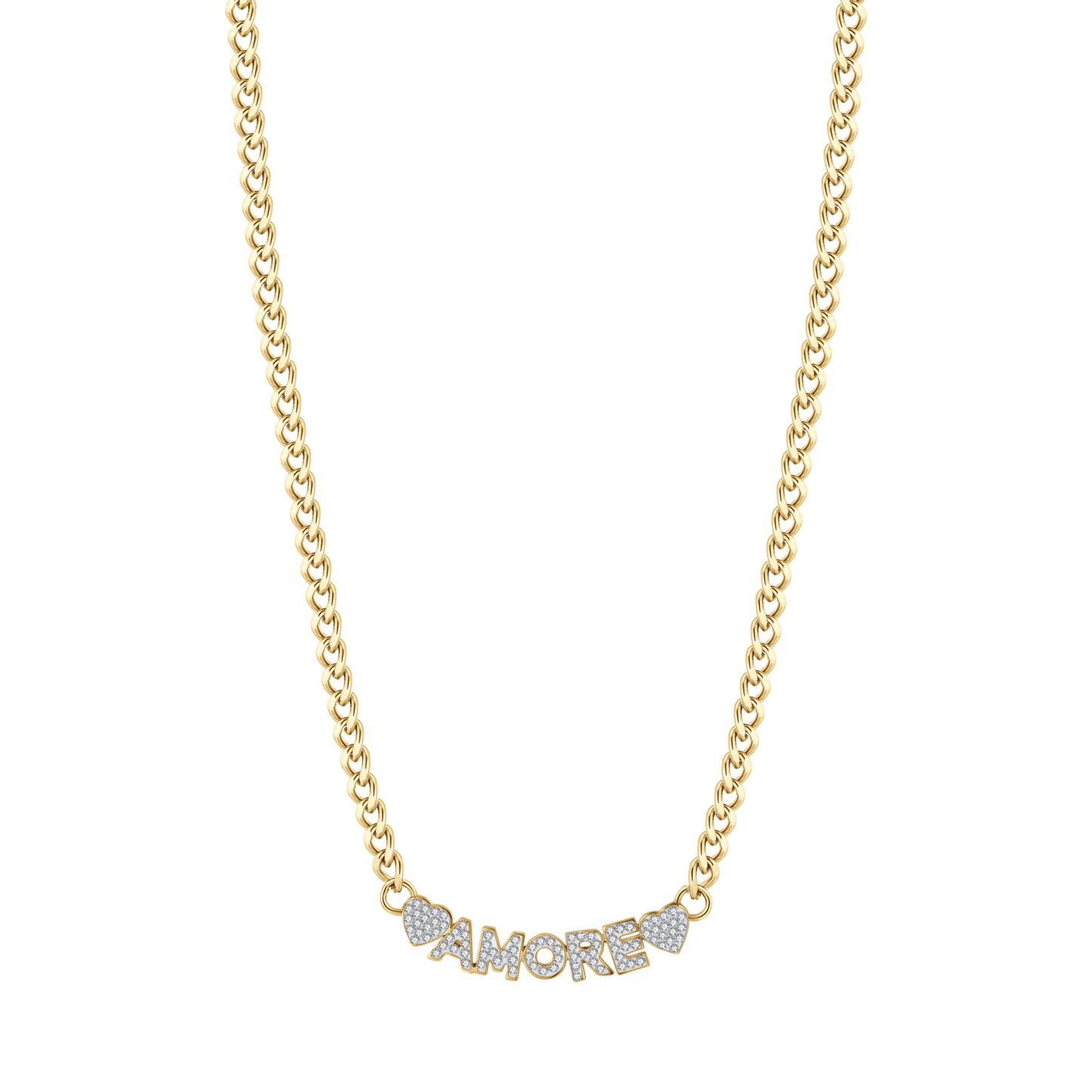 LIEBESHALSKETTE AUS VERGOLDETEM STAHL MIT WEISSEN KRISTALLEN