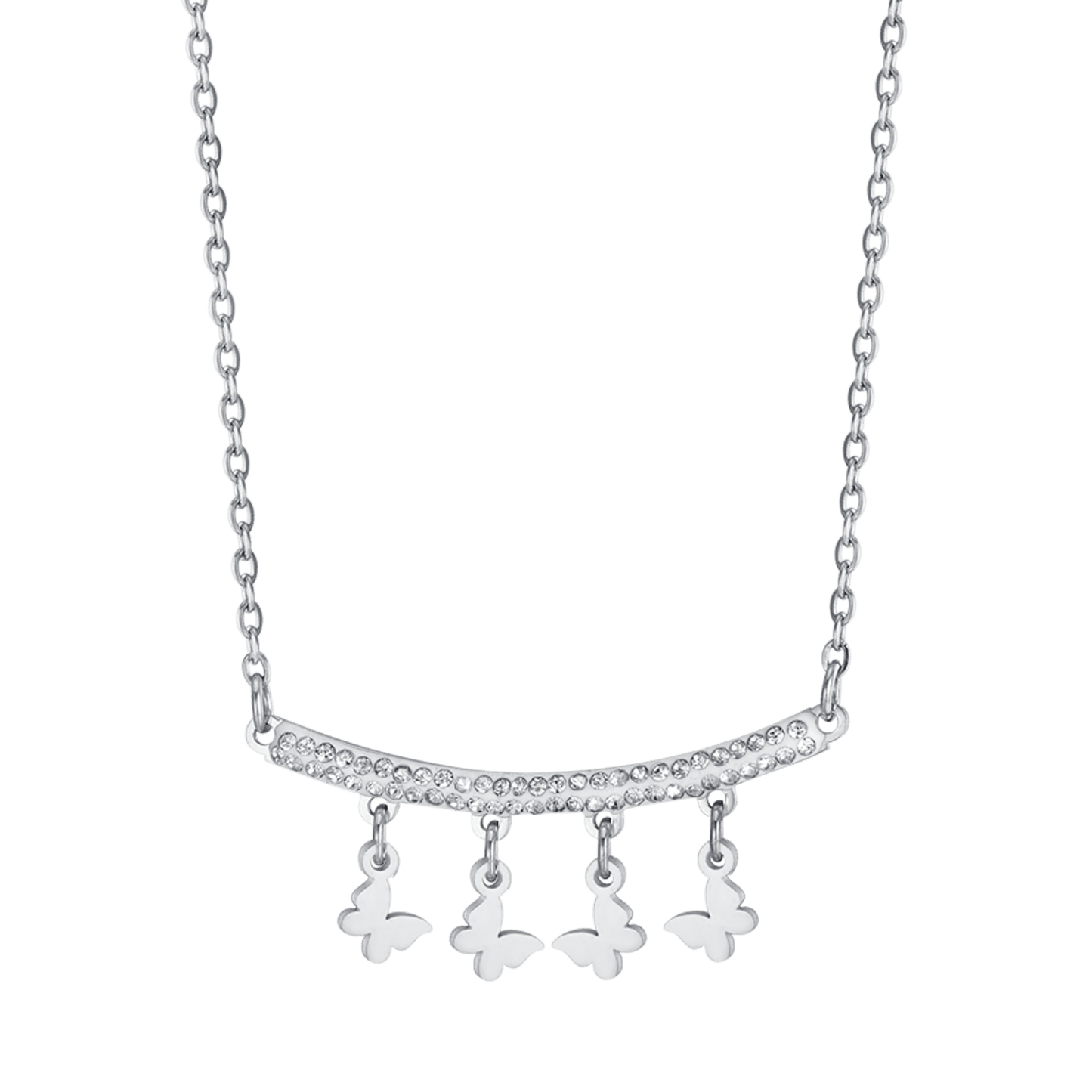 DAMENKETTE AUS STAHL MIT SCHMETTERLINGSANHÄNGERN