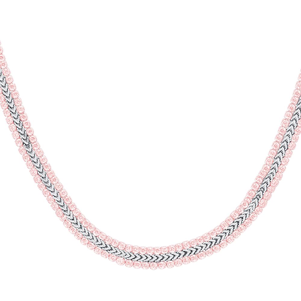 TENNIS-HALSKETTE AUS STAHL MIT ROSA KRISTALLEN FÜR DAMEN