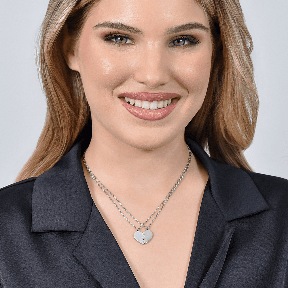 STAHLPAAR HALSKETTE MIT HERZ