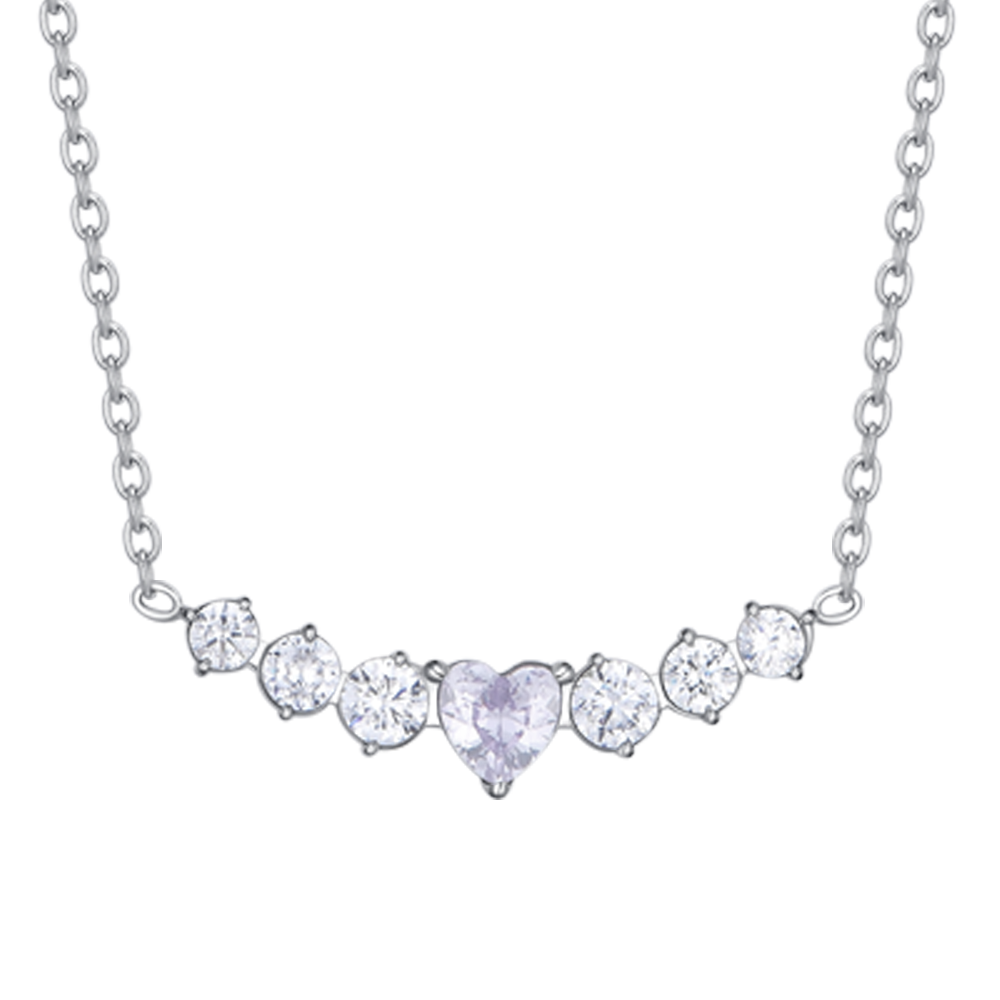 DAMEN-STAHLHALSKETTE MIT HERZ UND WEISSEN KRISTALLEN