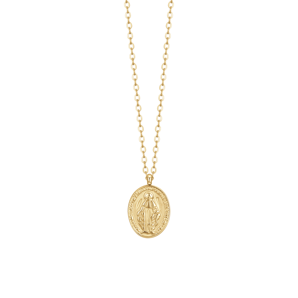 COLLANA DONNA IN ACCIAIO IP GOLD, MEDAGLIETTA CON MADONNINA