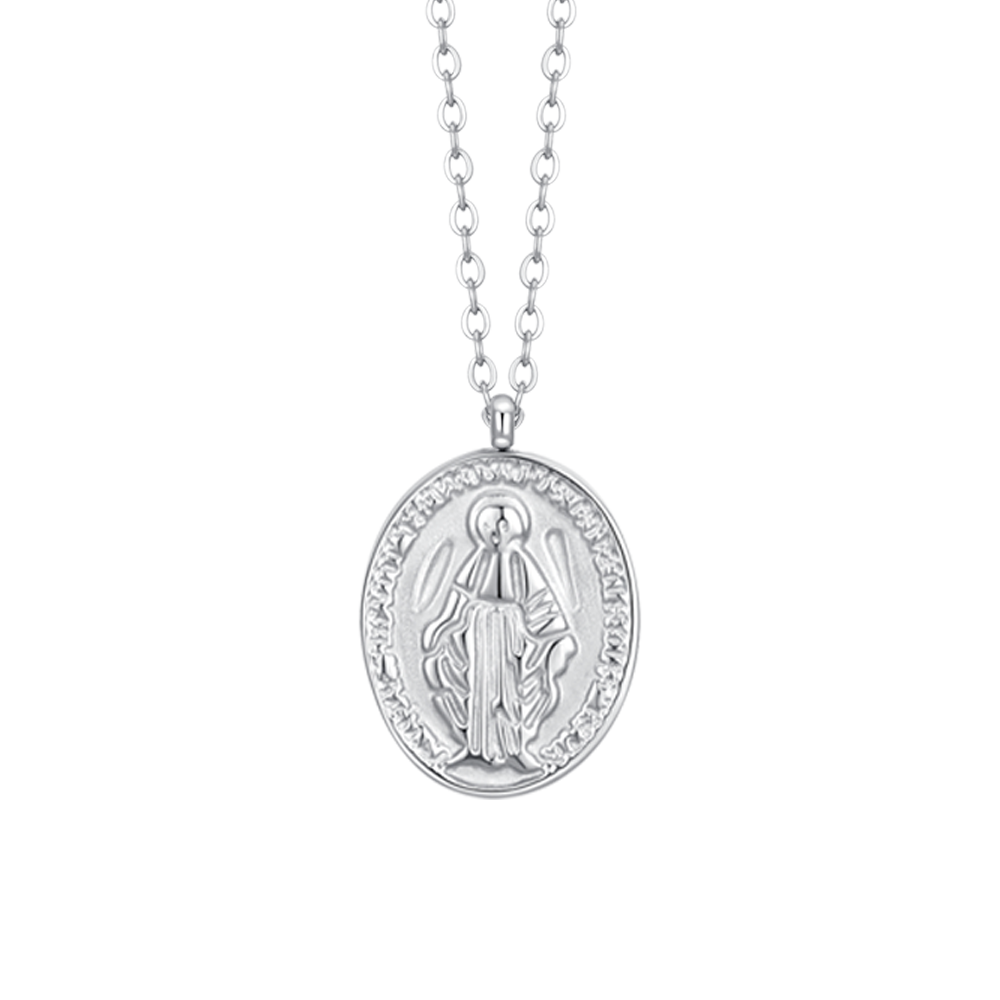 COLLANA DONNA IN ACCIAIO, MEDAGLIETTA CON MADONNINA MIRACOLOSA