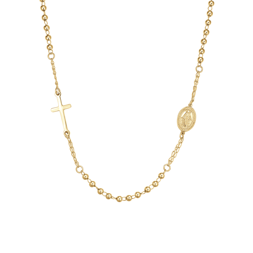 COLLANA DONNA ROSARIO IN ACCIAIO IP GOLD