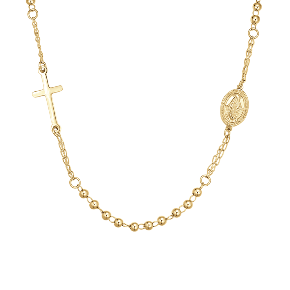 COLLANA DONNA ROSARIO IN ACCIAIO IP GOLD