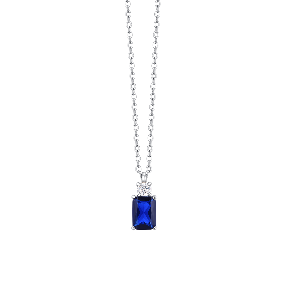 COLLANA DONNA IN ACCIAIO CON ZIRCONI BLU E BIANCO