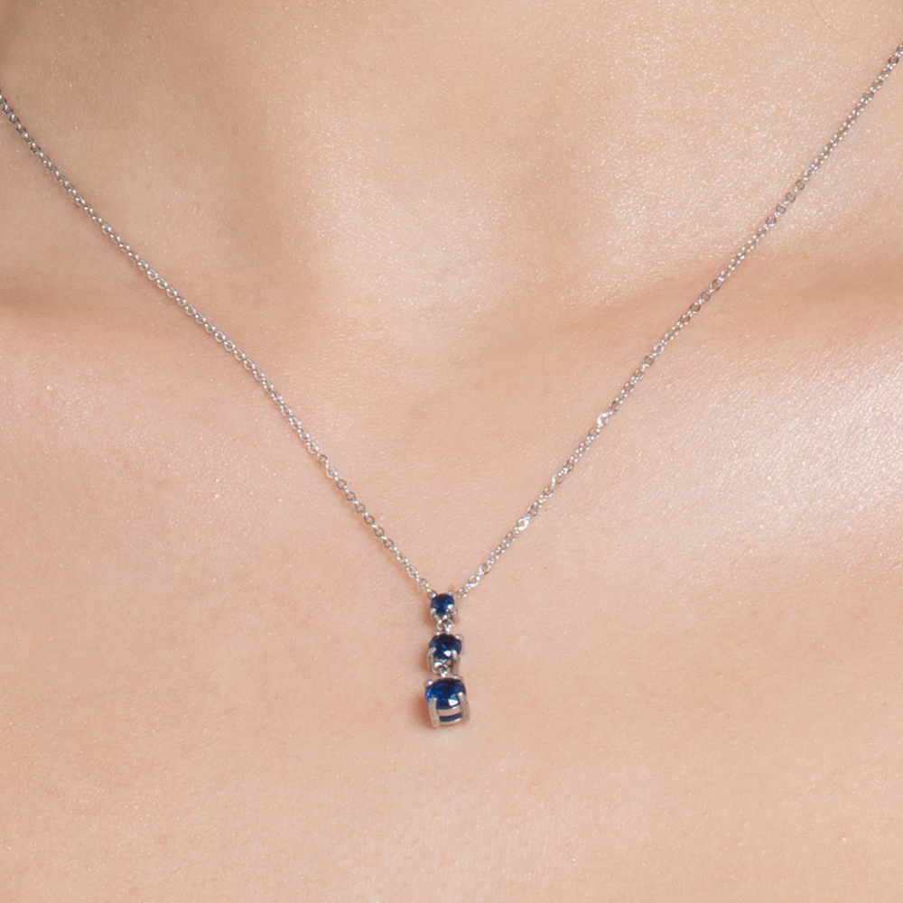 COLLANA DONNA IN ACCIAIO CON ZIRCONI BLU
