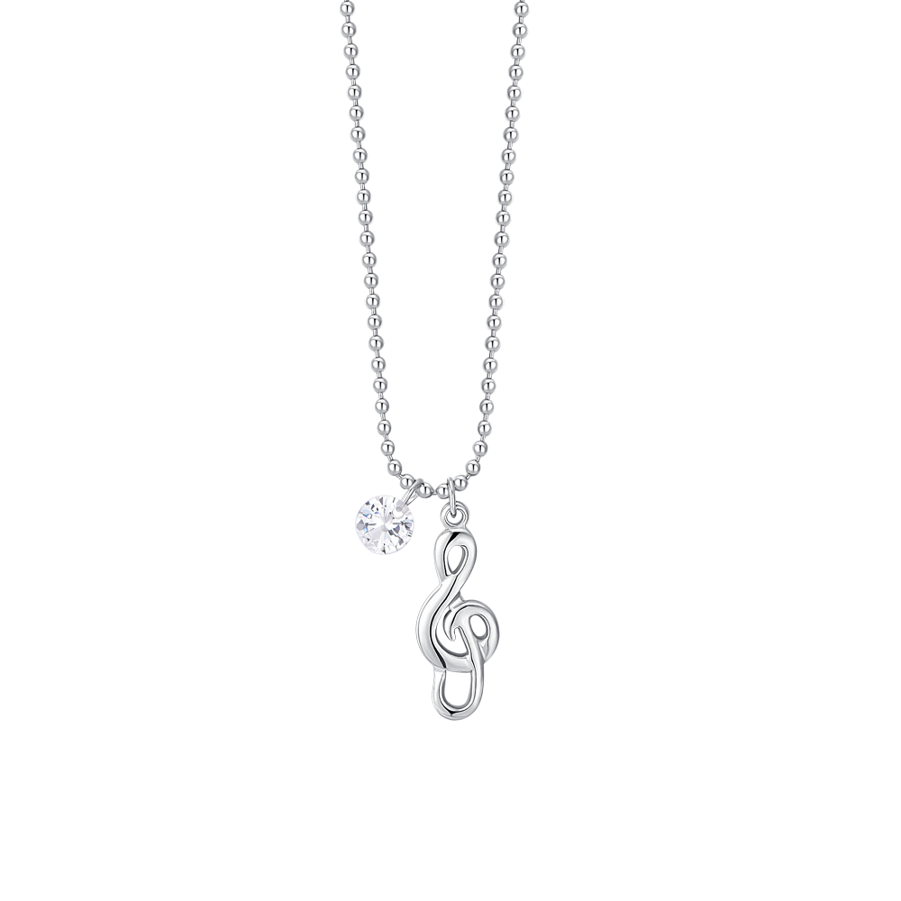 COLLANA DONNA IN ACCIAIO CON NOTA MUSICALE E ZIRCONE BIANCO