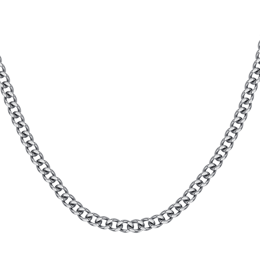 HERRENHALSKETTE AUS STAHL MIT SCHWARZEN KRISTALLEN