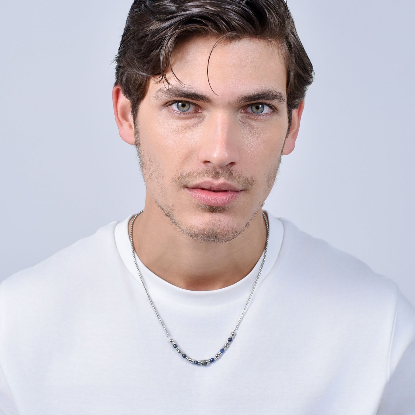 SODALITH-STAHL-HALSKETTE FÜR MÄNNER BLAU