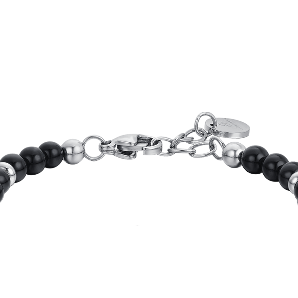 ANKER-BABYARMBAND AUS STAHL MIT SCHWARZEN STEINEN