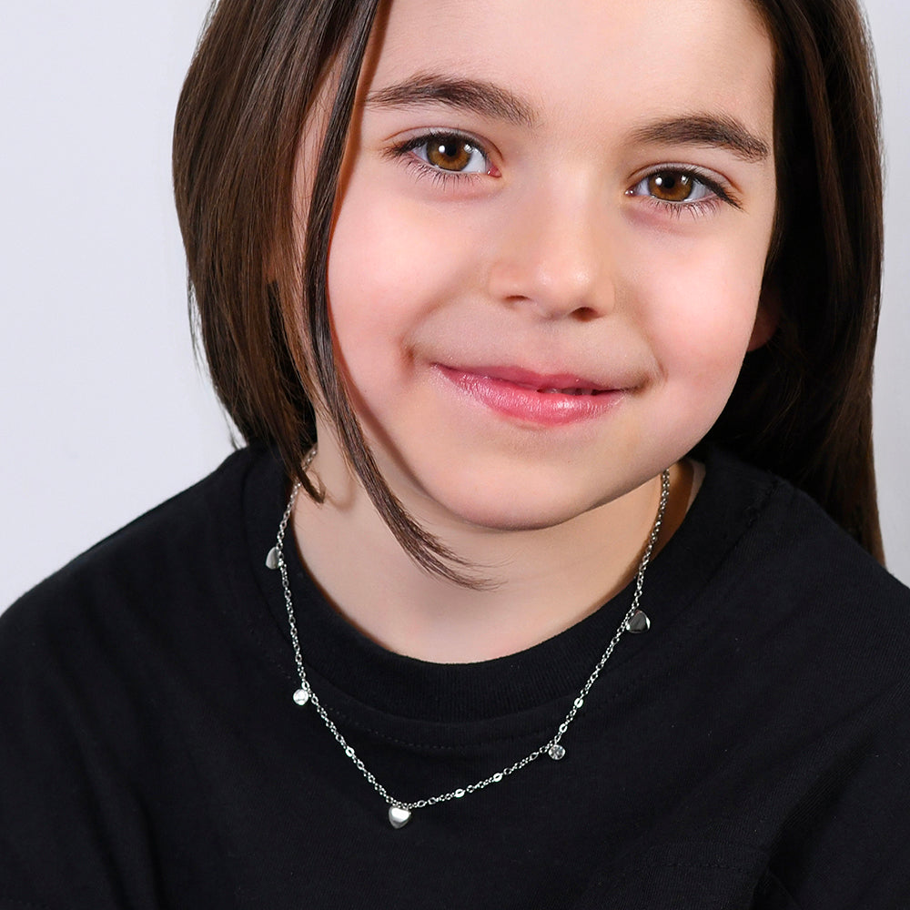 HERZEN UND KRISTALLE STAHL MÄDCHEN HALSKETTE