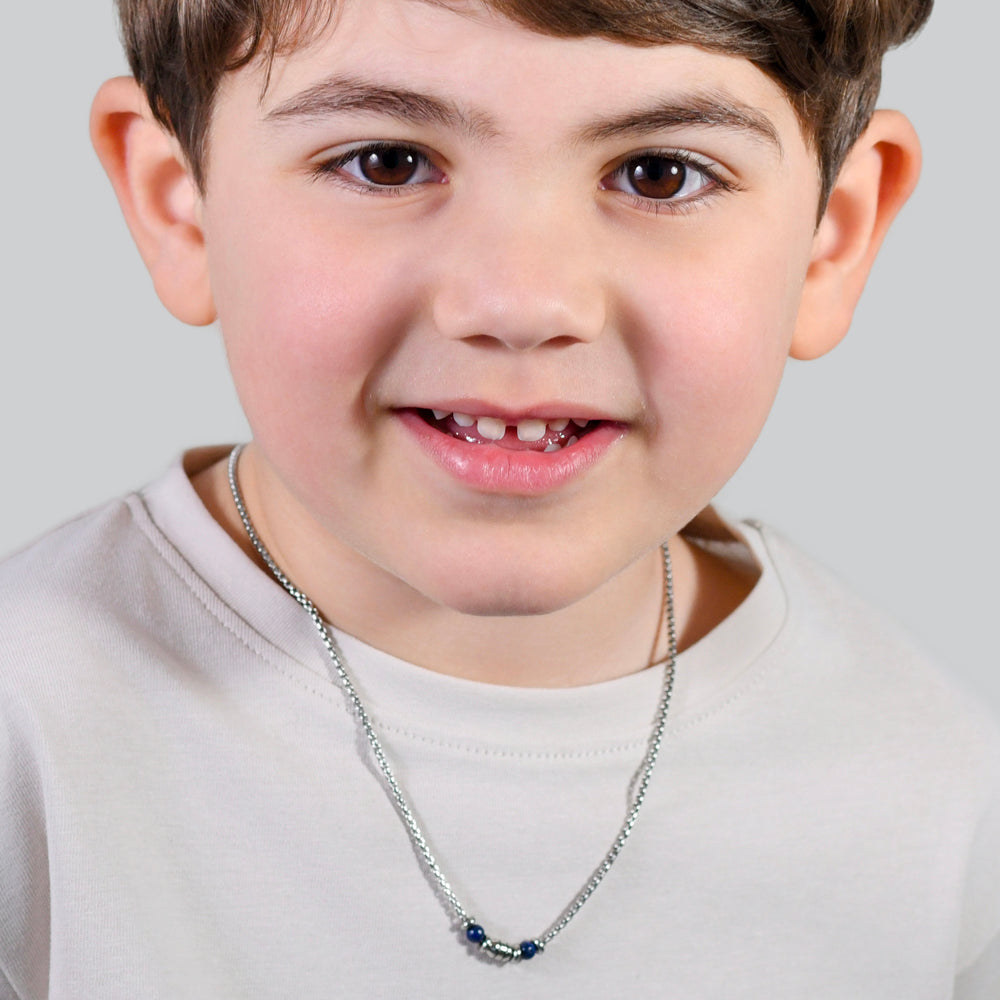 STAHL BABY HALSKETTE BLAUE STEINE