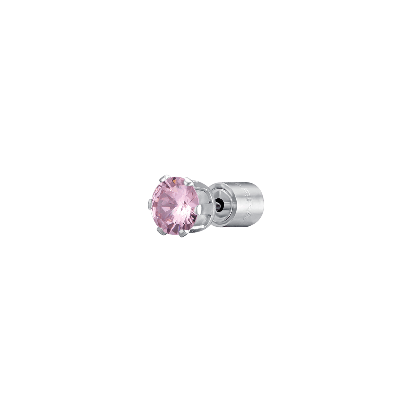 MONO-POINT LIGHT OHRRING AUS STAHL MIT ROSA KRISTALL