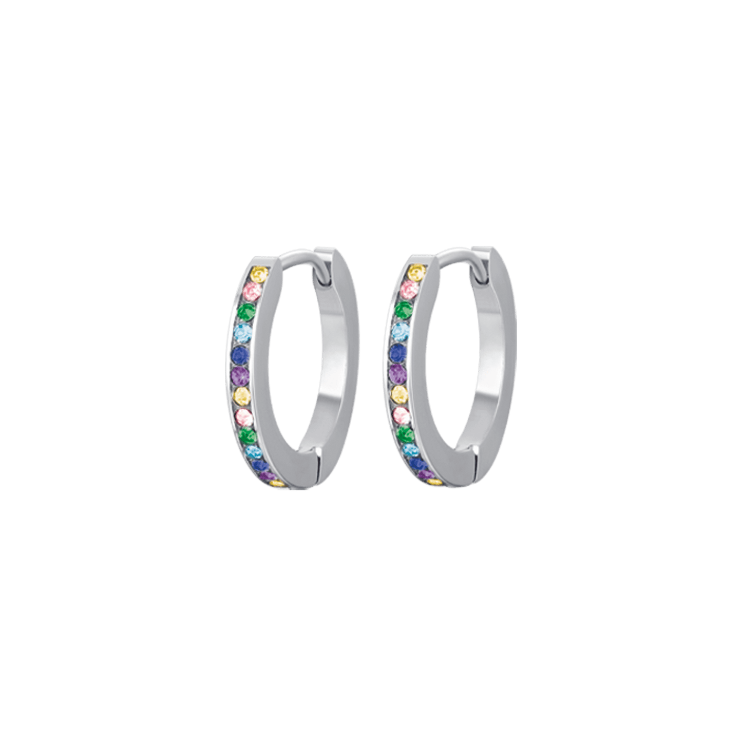 DAMEN-OHRRINGE AUS STAHL MIT MEHRFARBIGEN KRISTALLEN