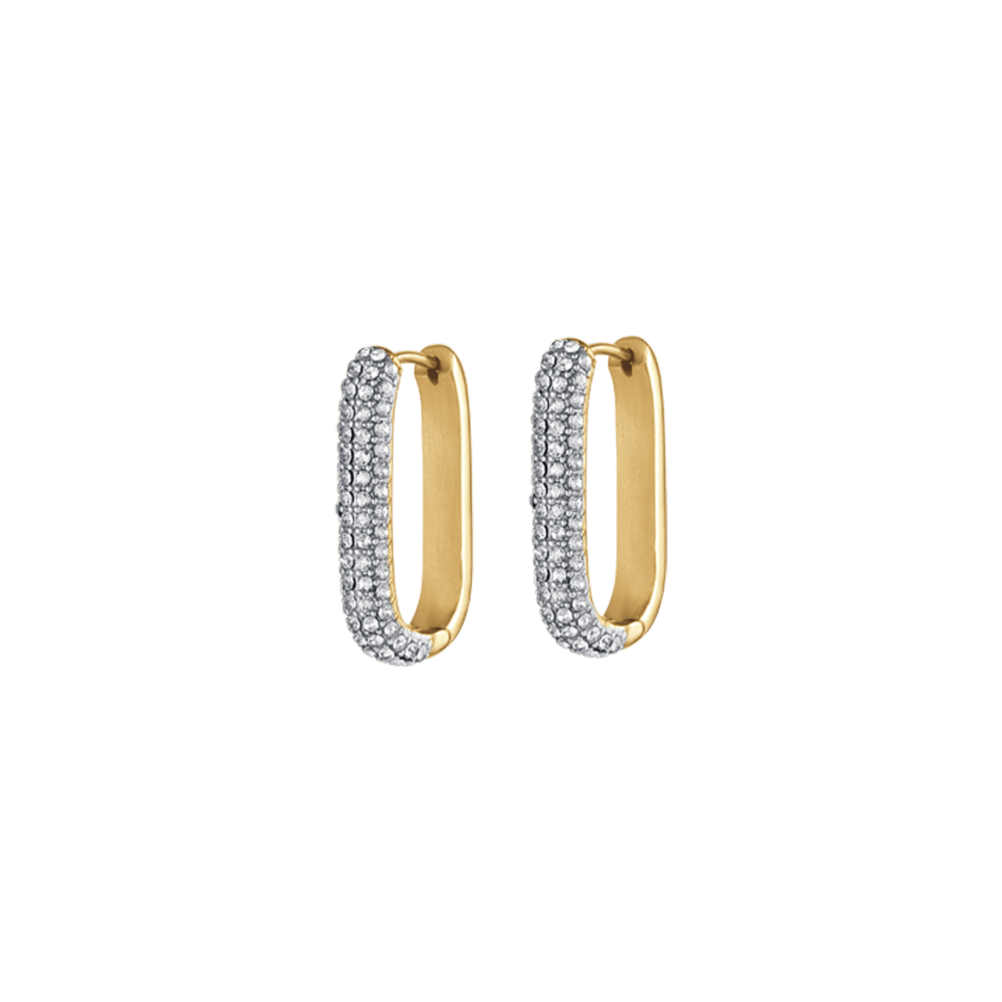 DAMEN IP GOLD STAHL OHRRINGE MIT WEISSEN KRISTALLEN