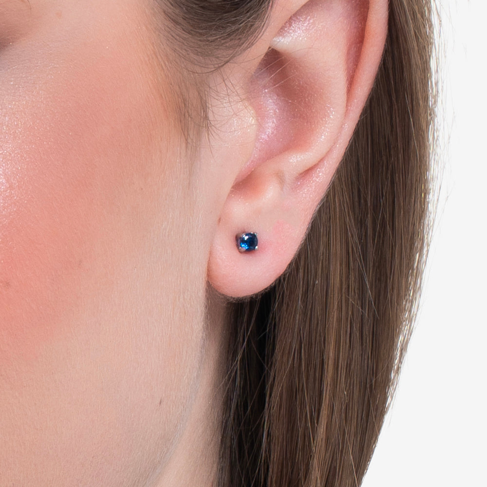 MONO ORECCHINO DONNA IN ACCIAIO CON ZIRCONE BLU